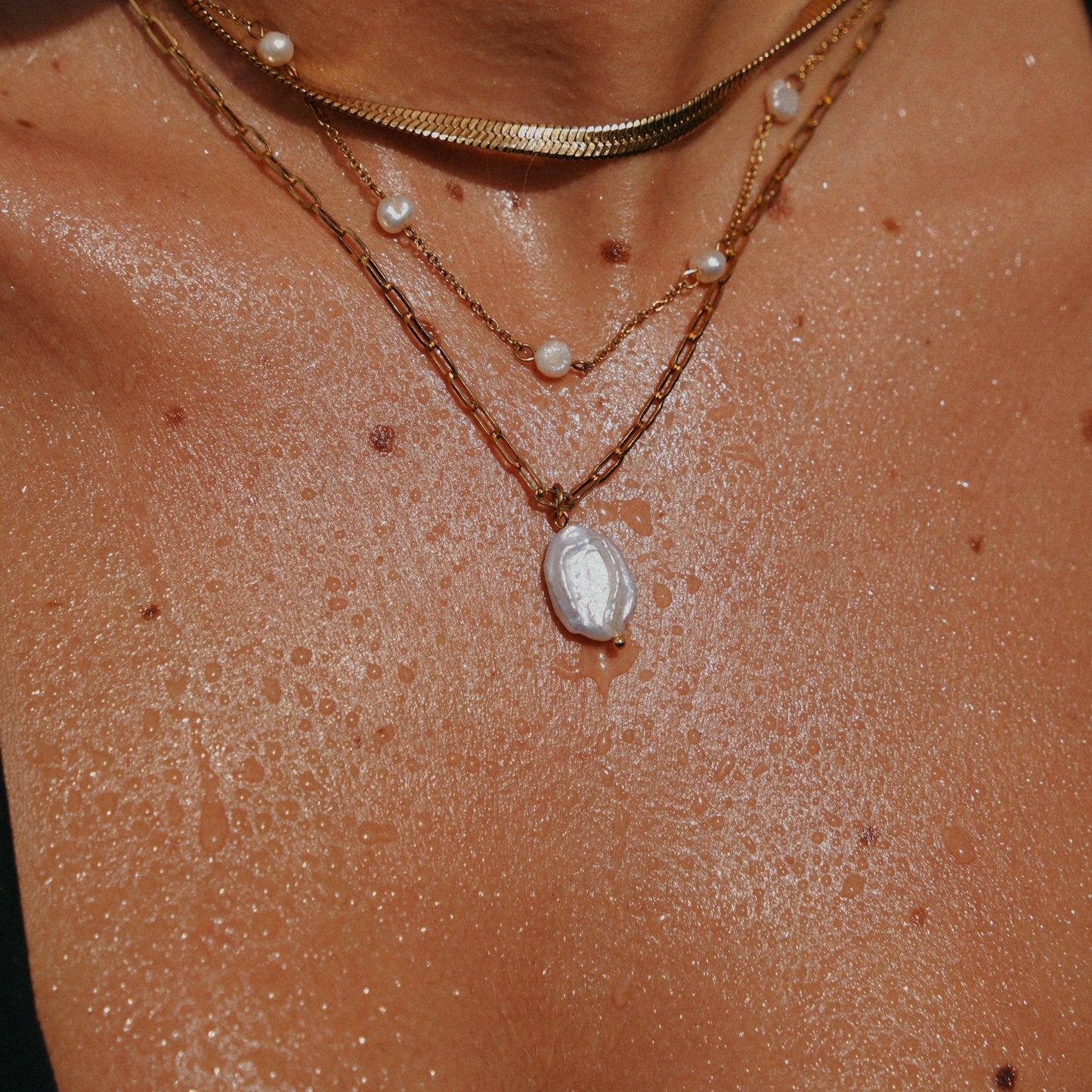 Capri Pearl Coin Link Necklace