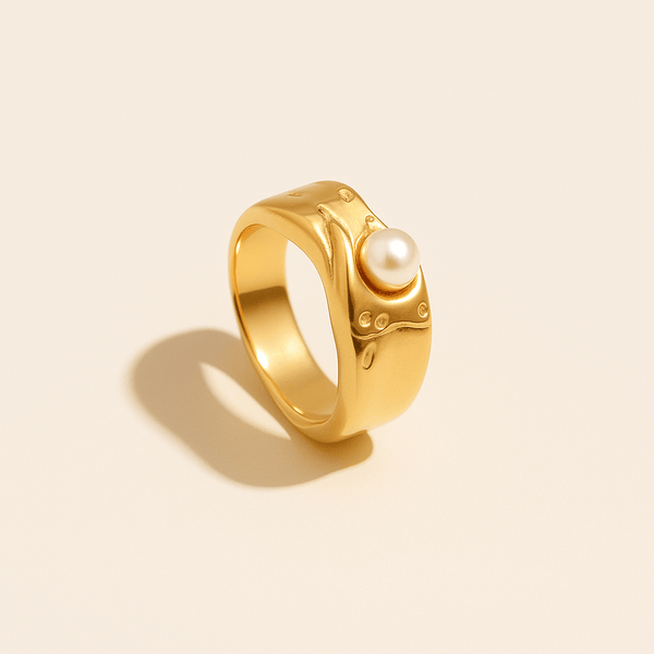 Golden Lava Pearl Ring