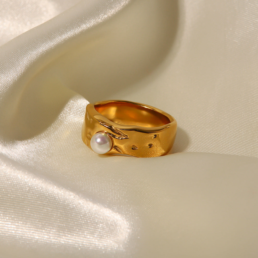 Golden Lava Pearl Ring