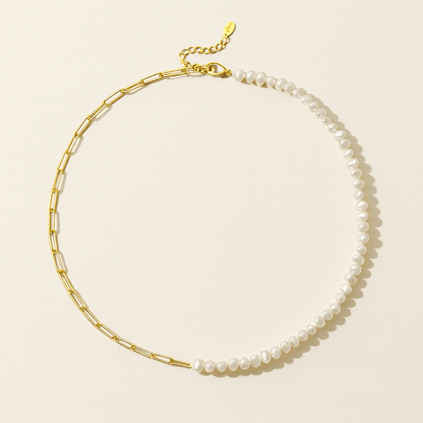 Luxe 18K Link Pearl Necklace