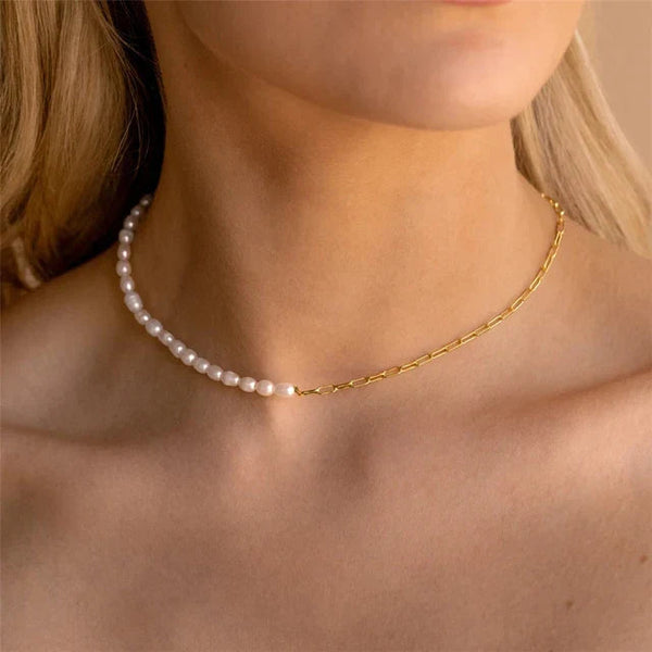 Luxe 18K Link Pearl Necklace