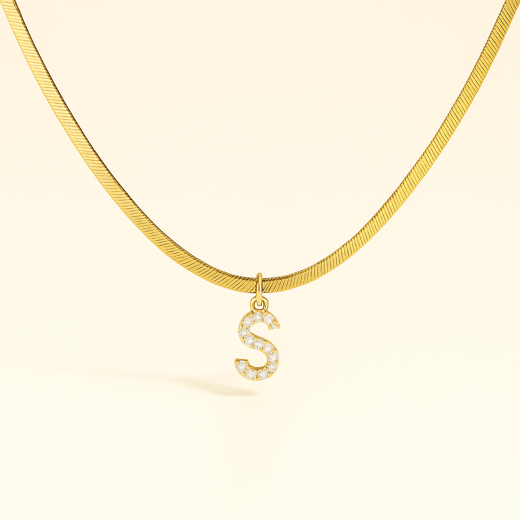 Luxe Initial Chevron Necklace