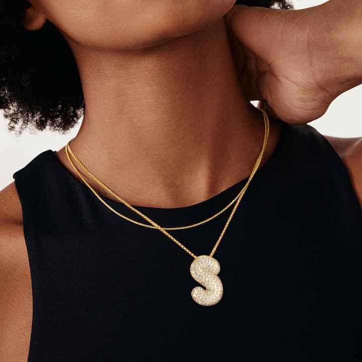 Puffy Initial Necklace