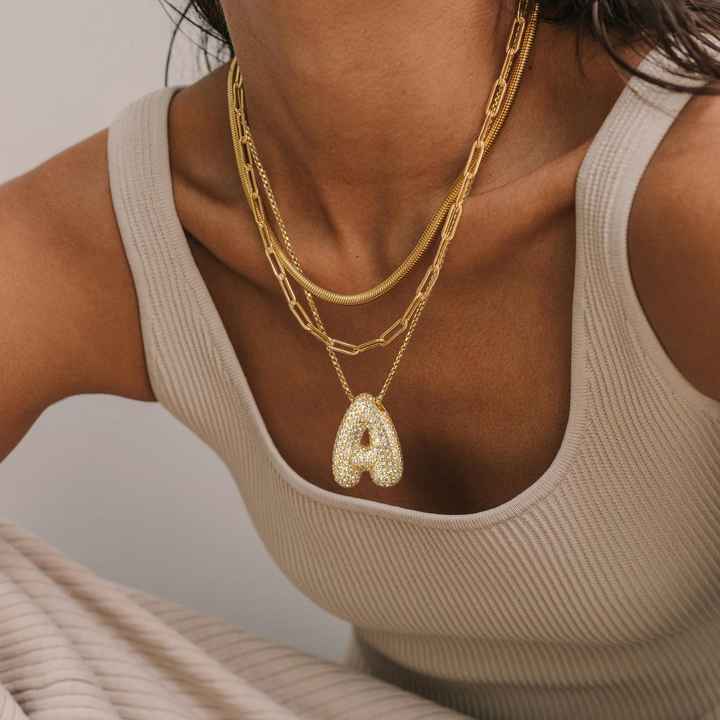 Puffy Initial Necklace