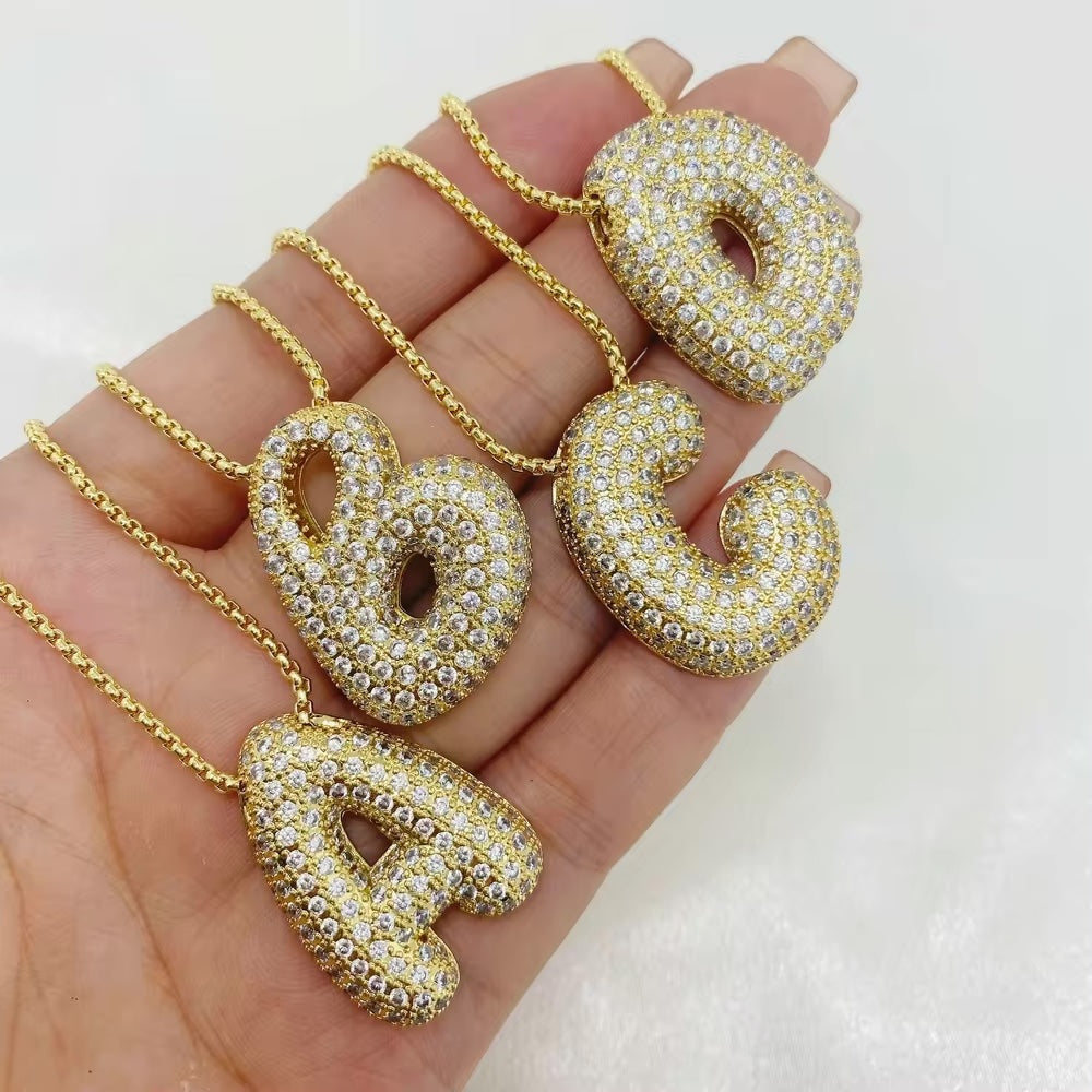 Puffy Initial Necklace