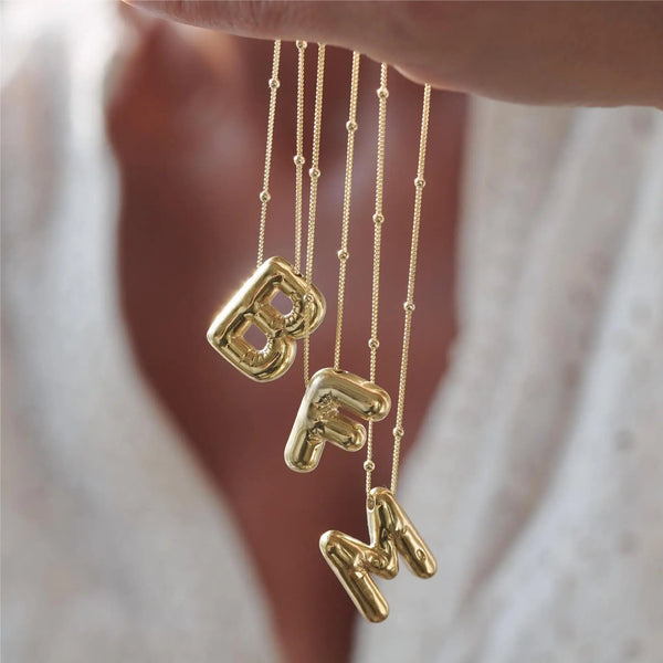 Puffy Letter Initial Necklace