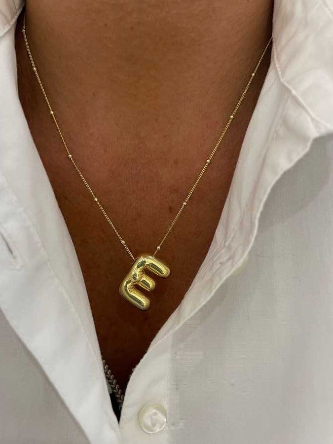 Puffy Letter Initial Necklace