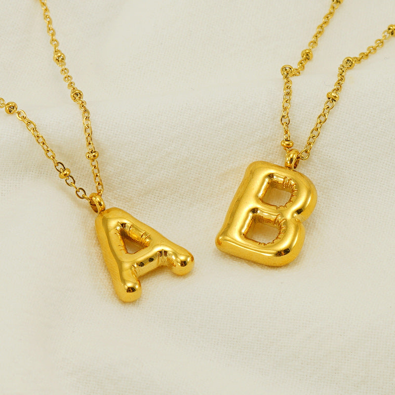 Puffy Letter Initial Necklace